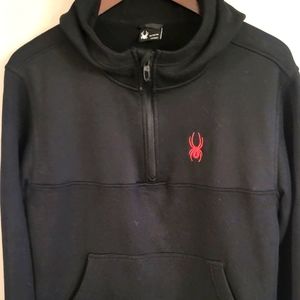 Spyder Frontier 1/4 Zip Pullover Hoodie Black Red Size M